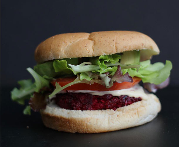 17. Beet Burgers with Garlic Sriracha Aioli